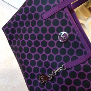 Purple and Black Polka-Dot Michael Kors mini tote